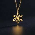 Snowflake Winter Pendant Necklace Gold