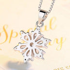 Winter Snowflake Pendant Necklace for Women in Silver