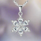 Winter Snowflake Pendant Necklace for Women in Silver