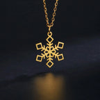 Winter Snowflake Pendant Necklace Gold