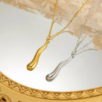 Asymmetrical Water Drop Pendant Necklace Gold