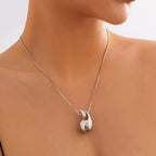 Asymmetrical Water Drop Pendant Necklace silver