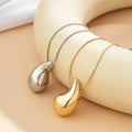 Asymmetrical Water Drop Pendant Necklace gold