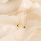 Water Drop Pendant Necklace with Zircon Pearl in silver