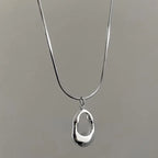Hollow Water Drop Pendant Necklace Silver