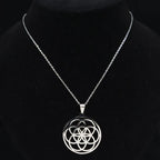 Seed of Life Pendant Necklace for Men and Women Silver