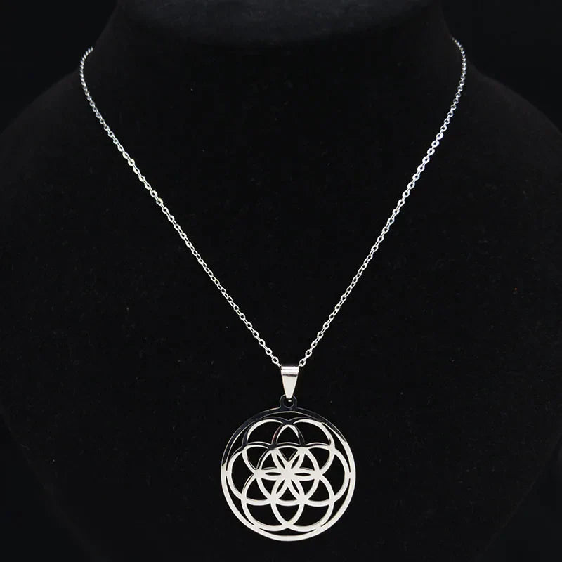 Seed of Life Pendant Necklace for Men and Women Silver