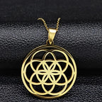 Seed of Life Pendant Necklace for Men and Women Gold