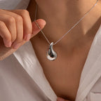 Large Water Drop Pendant Necklace silver