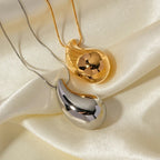 Large Water Drop Pendant Necklace silver