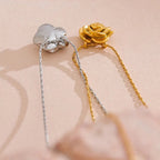 Rose Flower Large Pendant Necklace silver