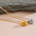 Rose Flower Large Pendant Necklace silver
