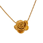 Rose Flower Large Pendant Necklace gold