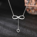Infinity and Heart Pendant Necklace Silver