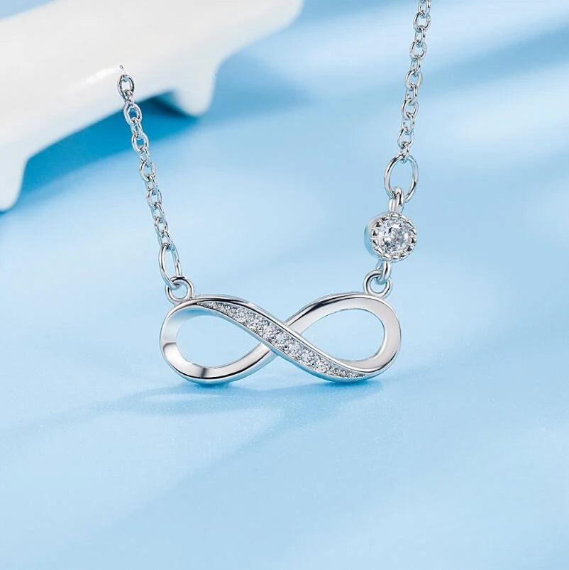 Infinity Zircon Pendant Necklace for Women in Silver