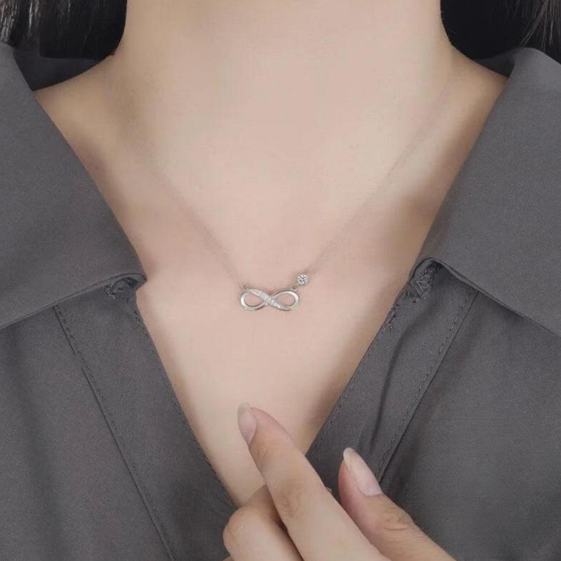 Infinity Zircon Pendant Necklace for Women in Silver