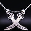 Muslim Islamic Pendant Necklace Ali Zulfikar Sword Silver