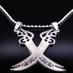 Muslim Islamic Pendant Necklace Ali Zulfikar Sword Silver