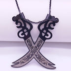 Muslim Islamic Pendant Necklace Ali Zulfikar Sword Black