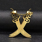 Muslim Islamic Pendant Necklace Ali Zulfikar Gold