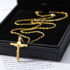 Men's Gold Jesus Christ Cross Necklace & Pendant