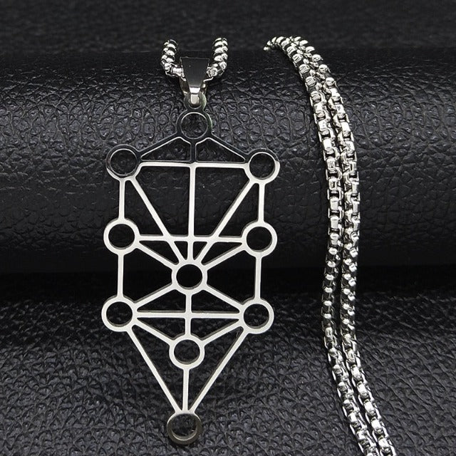Kaballe Diagram Tree of Life Sephiroth Pendant Necklace silver