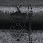 Kaballe Diagram Tree of Life Sephiroth Pendant Necklace black