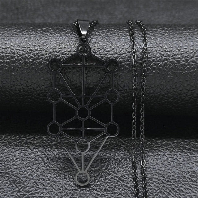 Kaballe Diagram Tree of Life Sephiroth Pendant Necklace black