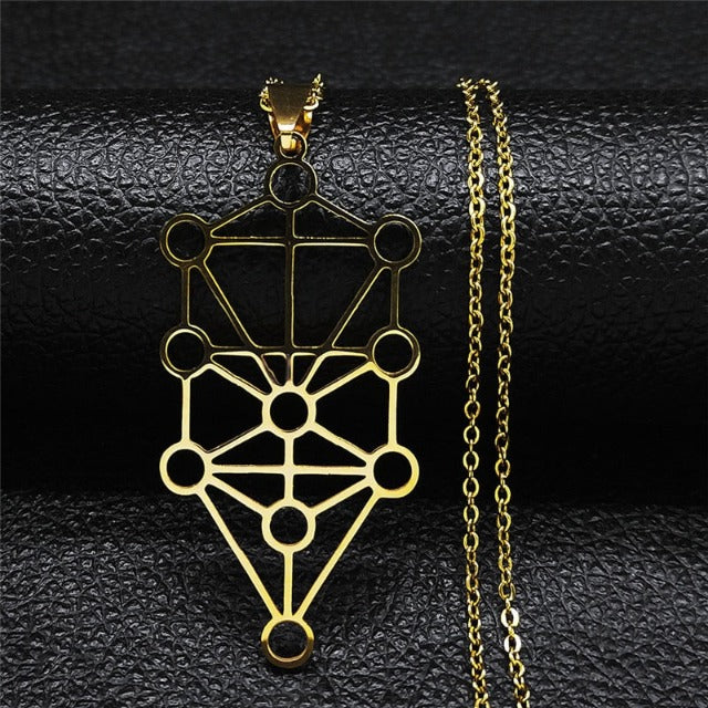 Kaballe Diagram Tree of Life Sephiroth Pendant Necklace gold