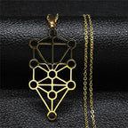 Kaballe Diagram Tree of Life Sephiroth Pendant Necklace gold