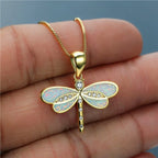 Women's Dragonfly Pendant Necklace white