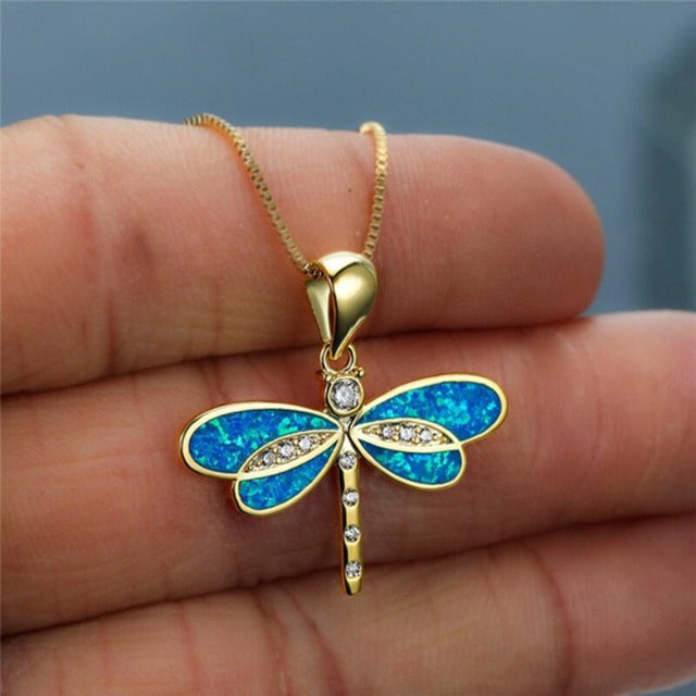 Women's Dragonfly Pendant Necklace blue