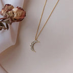Zircon Moon Pendant Necklace for Women gold