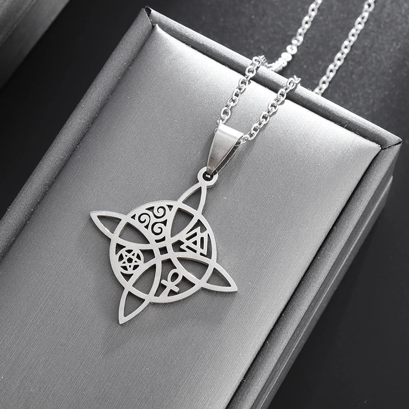 Wiccan Protection Witch’s Knot Pendant Necklace Silver