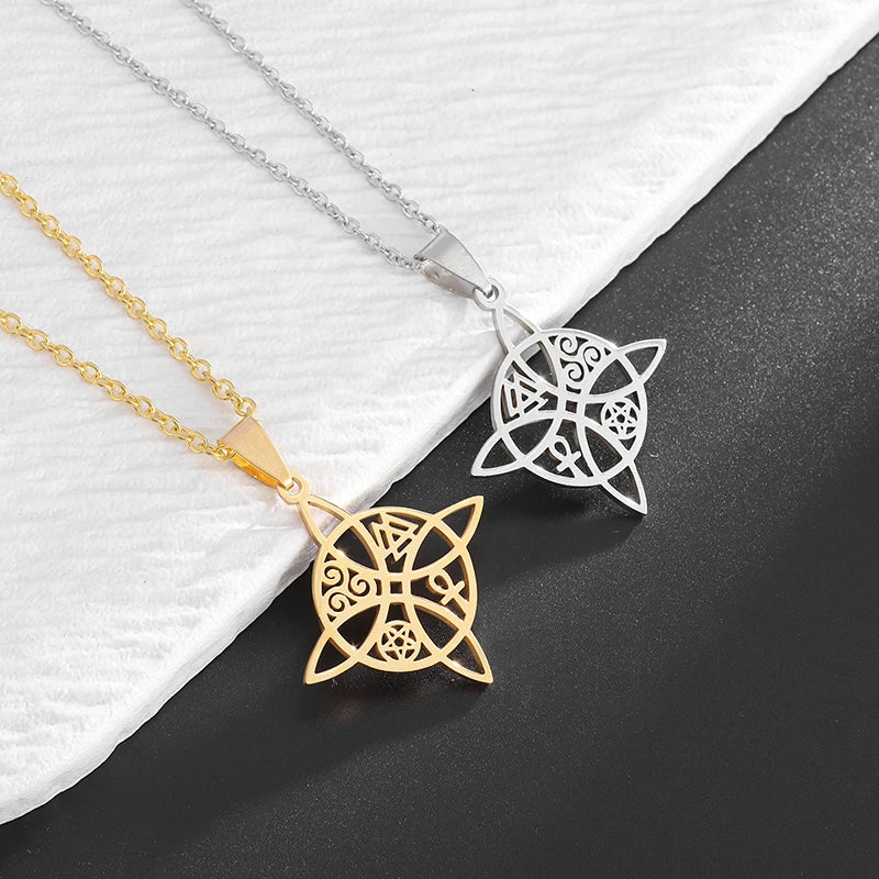 Wiccan Protection Witch’s Knot Pendant Necklace Silver