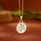 Gold and White Pendant Necklace Zodiac Sign 12 Constellations Libra