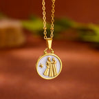 Gold and White Pendant Necklace Zodiac Sign 12 Constellations Gemini