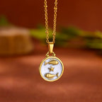 Gold and White Pendant Necklace Zodiac Sign 12 Constellations Pisces