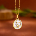 Gold and White Pendant Necklace Zodiac Sign 12 Constellations Scorpio
