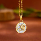 Gold and White Pendant Necklace Zodiac Sign 12 Constellations Virgo