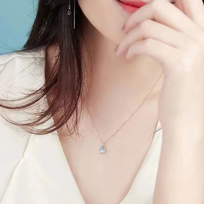 Women's Fertility Oval Pendant Necklace Moonstone