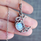 Vintage Moonstone Pendant Necklace c