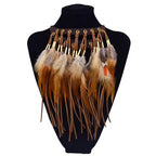 Ethnic Feather Choker Pendant Necklace