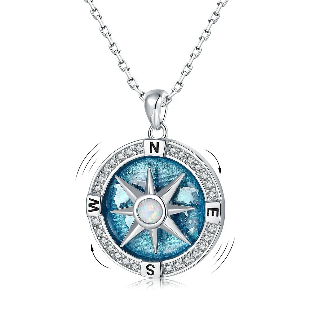 Rotating Compass Pendant Necklace Wind Rose