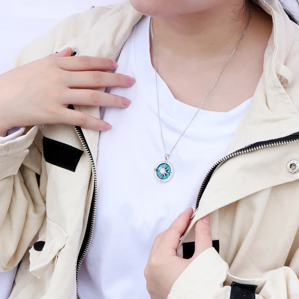 Rotating Compass Pendant Necklace Wind Rose