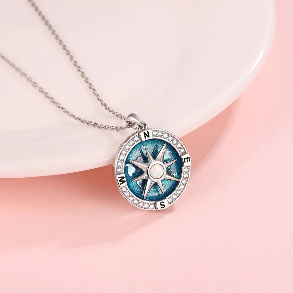 Rotating Compass Pendant Necklace Wind Rose