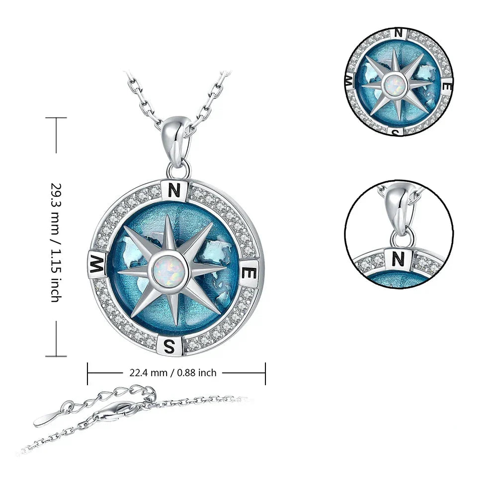Rotating Compass Pendant Necklace Wind Rose