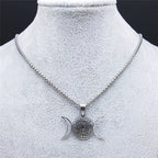 Hecate’s Wheel Wiccan Witchcraft Strophalos Pendant Necklace silver 50 cm 