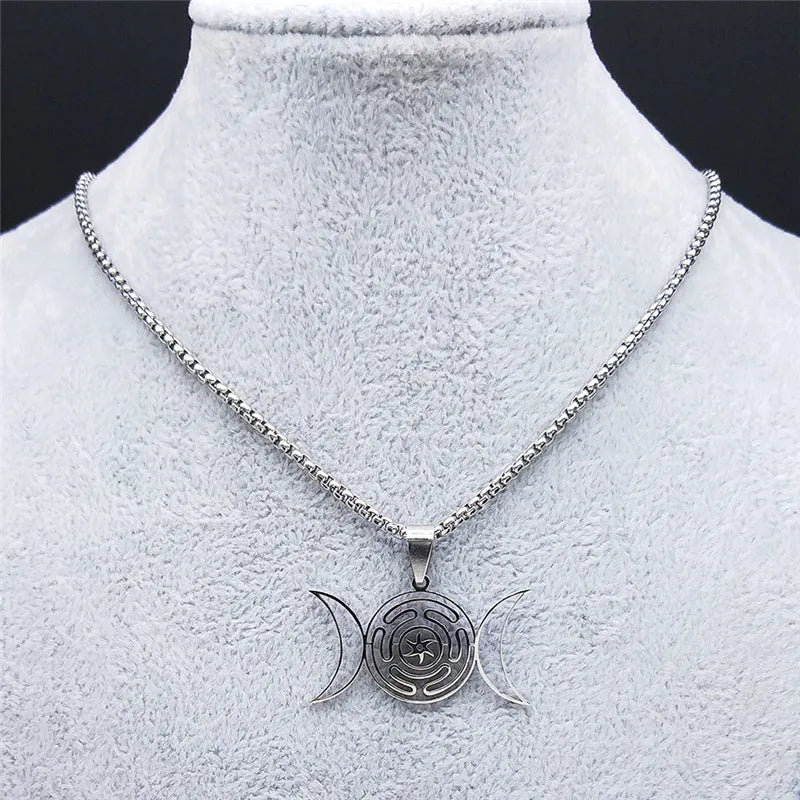 Hecate’s Wheel Wiccan Witchcraft Strophalos Pendant Necklace silver 50 cm 