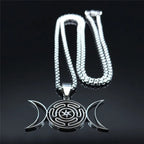 Hecate’s Wheel Wiccan Witchcraft Strophalos Pendant Necklace silver 50 cm
